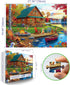 1000 1000 Autumn Lake House Piece Jigsaw Puzzle for Adults Log Cabin with Dogs & Fall Foliage Adult Puzzles Pieces