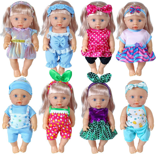 19 Pcs Baby Doll Clothes & Accessories for 8-10 Inch Dolls, Costumes Outfits, Christmas Birthday Gift for Little Girls