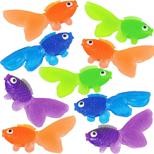 Bedwina Plastic Vinyl Goldfish - 144 Pcs, 2 Inches Long Gold Fish Toys in Assorted Colors for Party Favors