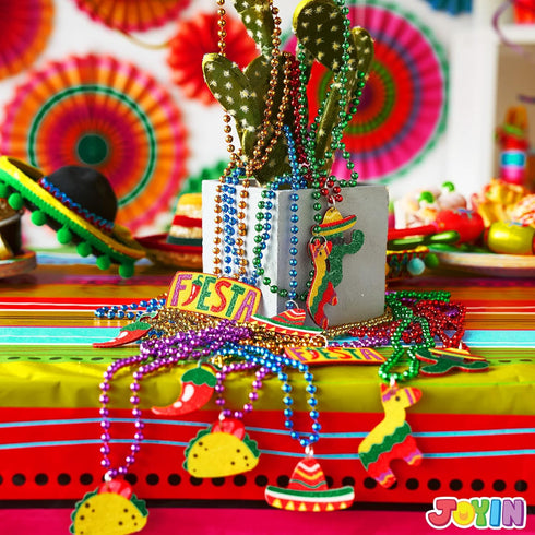 JOYIN 12 PCS Cinco de Mayo Fiesta Necklaces, Bead Mexican Birthday Party Favors & Decorations