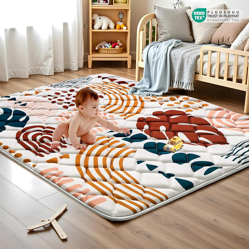 71x59 Baby Play Mats for Floor, Playpen Mat for Babies, Extra Thicker & Soft Floor Crawling Mat, Foldable Non-Slip