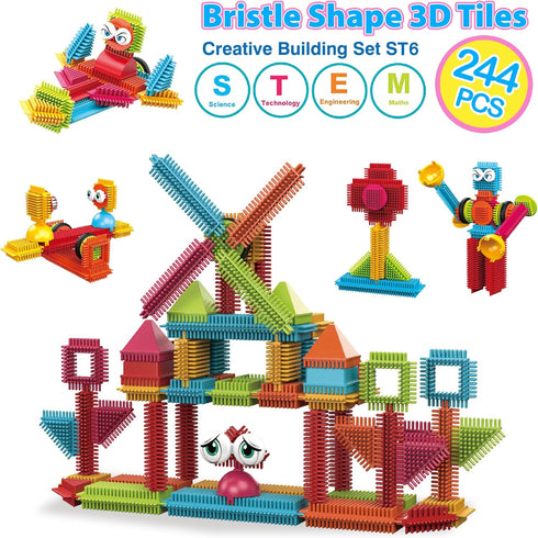 244 3D 3-8 Contixo pcs Bristle Shape STEM Building Toys, Construction Learning Stacking Educational Block, Creativity