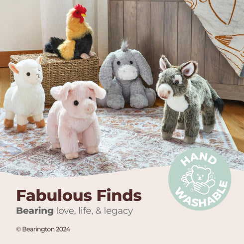 Bearington Pedro Plush Donkey Stuffed Animal, 12 Inches