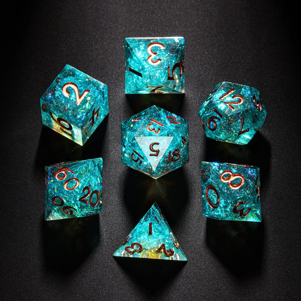 7PCS DND Dice Set | Handmade Sharp Edge Polyhedral Dice for Dungeons and Dragons TTRPG Games with Gift Box