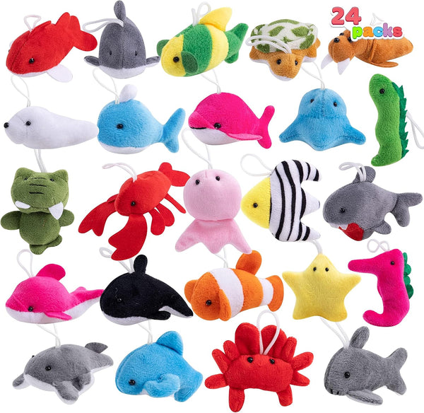 JOYIN 24 Pcs Mini Sea Animal Plush Toys (24 Units 3" Each),