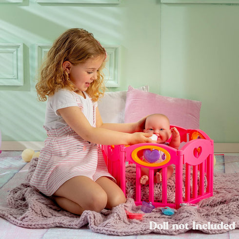 Set 17" 2+, JC Toys Baby Doll Play Pen Gift for Keeps Playtime!|Fits Dolls up to | Adjusts to Different Shapes | Play