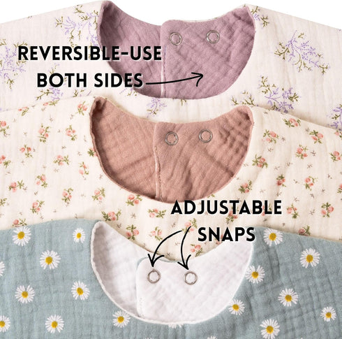 Set Baby Cotton Muslin Bibs and Bow Headbands