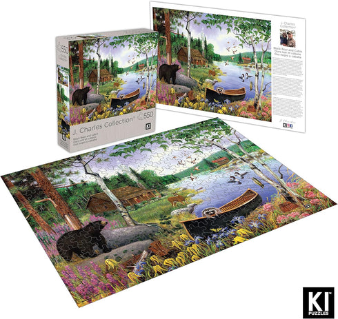550 Piece Puzzle for Adults by J. Charles, Black Bear and Cabin, 24X18 Country Life Jigsaw (02632-SB)