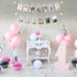 PartyHooman 1st Birthday Photo Banner for Baby, First Birthday Decorations Girl, Monthly Milestones Garland, Silver