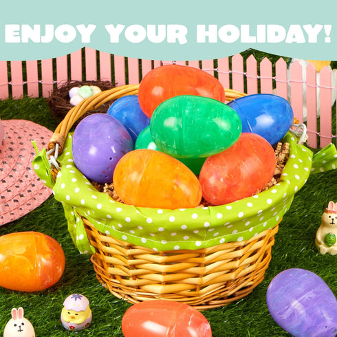 JOYIN 30 Pcs Bright Iridescent Printed Plastic Easter Eggs 3.15" Tall for Hunt, Basket Stuffers, Classroom Prizes