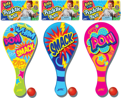 Kool N' Fun Plastic Paddle Ball Set (6 Paddles) by JARU, Classic Retro Indoor & Outdoor Game Toys for Kids & Adults