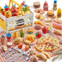Sets Play Food for Kids Kitchen, Wheat Straw Pretend Food Toys with Kids Picnic Basket and Picnic Blanket, Cutting Toy