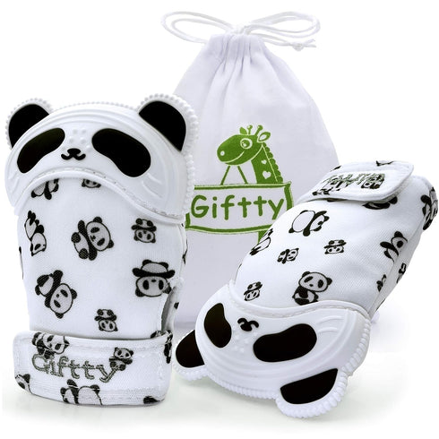 Giftty Baby Teething Mitten Panda Hand Teether Soothing Glove Wearable Teething Toy with