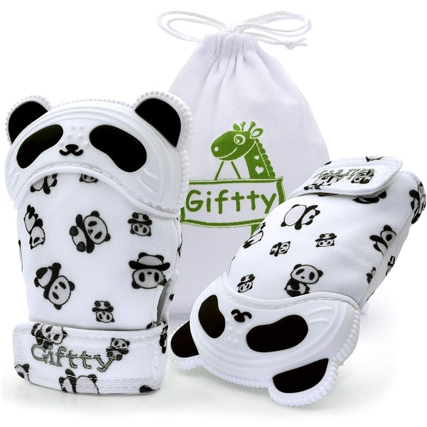 Giftty Baby Teething Mitten Panda Hand Teether Soothing Glove Wearable Teething Toy with