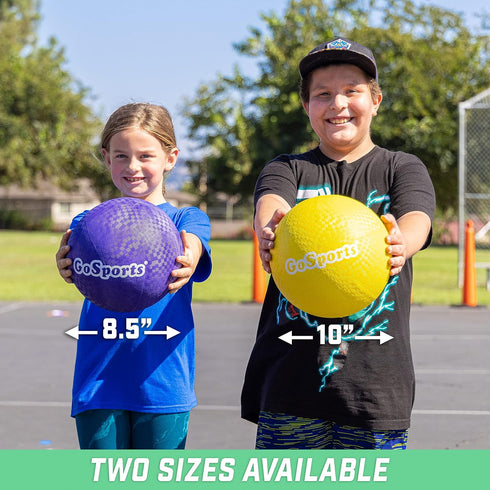 GoSports Playground Balls for Kids, Heavy Duty Set of 6 with Carry Bag and Ball Pump, Available in 8.5” or 10” Sizes