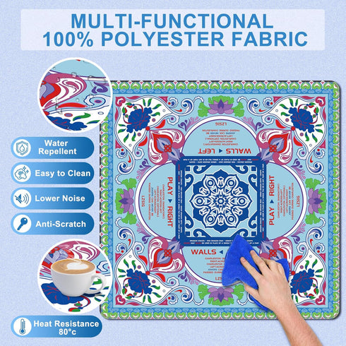 (33"33"), 3mm LZSIG Mahjong Mat for Table Anti-Slip Noise Reduction Gaming Mat with Carrying Bag for American Mahjong