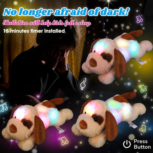 Girls,14" Cuteoy Glowing LED Dog Light-up Nightlight Toys Musical Plush Stuffed Animal Soft Singing Lullabies Birthday