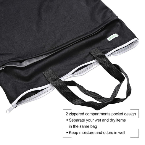 wegreeco Large Black Reusable Hanging Wet Dry Cloth Diaper Bag