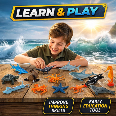 16 Playset Liberty Imports Bucket of Ocean Sea Animals Toys - PCS Large Underwater Deep Sea Creaures, Realistic Soft