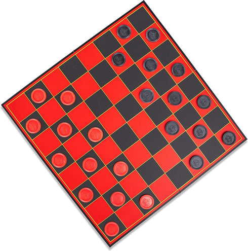 Checkers Board for Kids – Fun Checkerboard Game for Boys and Girls, Interlocking Checkers with Foldable Board