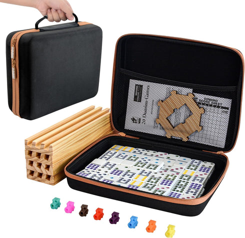 Bucher&Rossini Dominoes Set Double 12 with 4 Racks for Adults Kids, Mexican
