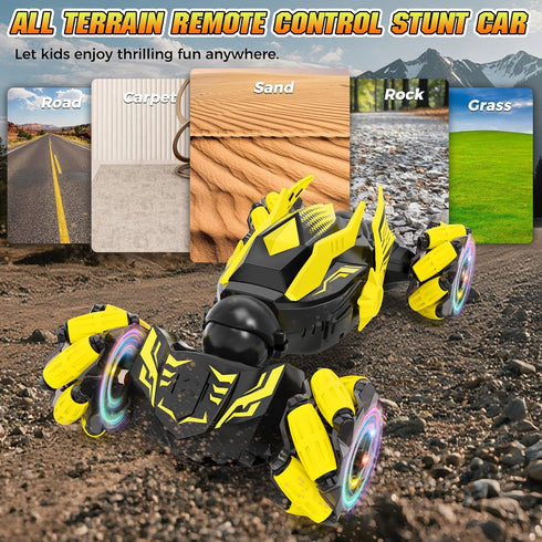 2.4GHz 4WD 6-12 360 Gesture Sensing RC Stunt Car, Remote Control Car Toys for Boys Years Old, Hand Controlled Remote