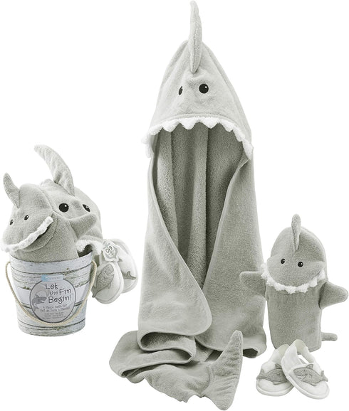 Set Baby Shark Baby Gift -Babies Bath Essentials, Newborn Baby Boy Gift, Shark-Themed Shower Gift
