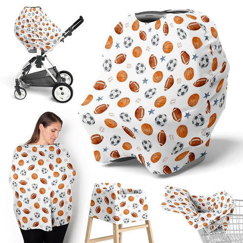 Sweet Jojo Designs Sports Theme Boy Infant Baby Car Seat Cover Nursing