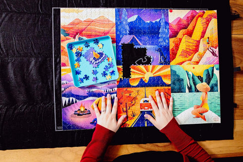 Buffalo Games - Roll-Up Puzzle Mat, Blue.