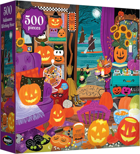 500 RoseArt - Witching Hour - Piece Halloween Jigsaw Puzzle - Spooky Seasonal Fun for Adults