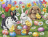 500 Springbok Three Easter Bunnies Piece Jigsaw Puzzle for Adults Poster Now Included - Spring and Floral Unique Cut