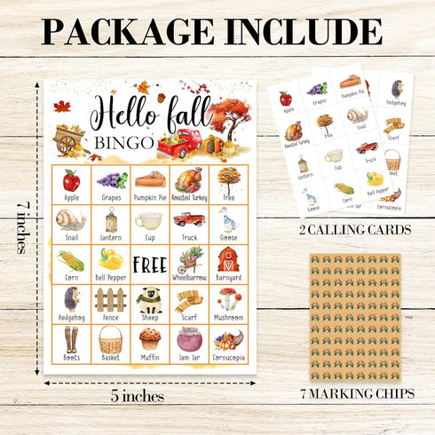 Fall Bingo Game Cards, Autumn Bingo Games for Adults, Fall Harvest Bingo Cards Supplies, Thanksgiving Party Birthday Party Bingo Decor Favors, Card Gifts for Friends Family Holiday, 02