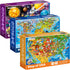 QUOKKA 300 Piece Floor Puzzles for Kids Ages 10-12, 3X Set Learning Space USA and World Maps