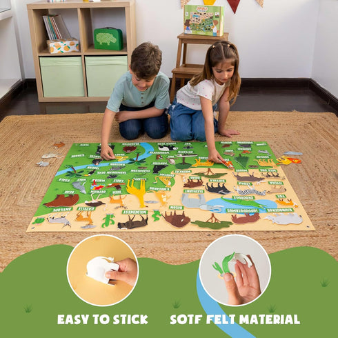 116 3-8 BONNYCO Felt Board for Toddlers with Jungle Animals Figures. Montessori and Sensory Toys, Birthday Gifts
