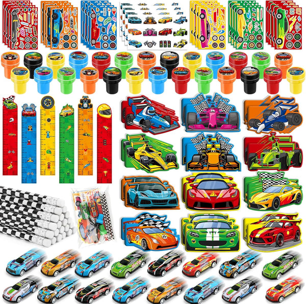 BenLouis 96Pcs Race Car Party Favors Racing Theme School Stationery Set Bulk