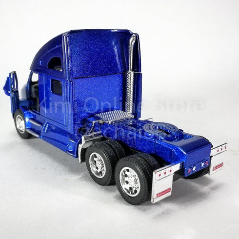 T700 1:68 Pullback KiNSMART Kenworth Container Truck, Scale, Die Cast Metal Model, Blue with Decals, Action