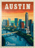MyPuzzle Austin, Texas - Skyline Vintage Poster, Premium 500 Piece Jigsaw Puzzle for Adults