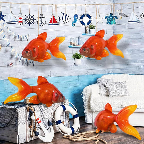 Jet Creations Inflatable Aquatic Animal Pack: 4pc Shark, Dolphin, Goldfish, Starfish, Crab, Penguin - 20+ inch Long
