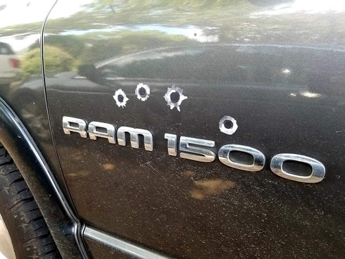 Decals by Haley 24 Pack Bullet Hole Stickers, Ultra-Realistic Fake Bullets for Laptop, Car, Truck, Prank