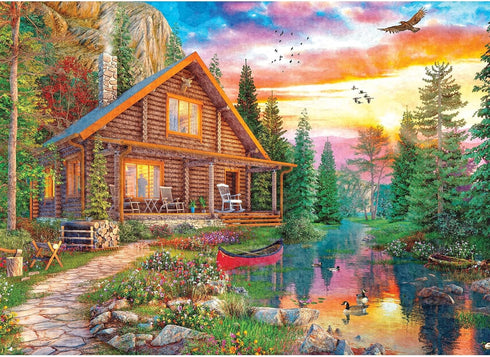My Happy Place - Forest Cabin Home - 1000 Piece Jigsaw Puzzle for Adults by RoseArt