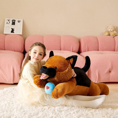 Giant German Shepherd Dog Stuffed Animal Plush Toy, 30" Large Cuddly Puppy for Kids Birthday Gifts