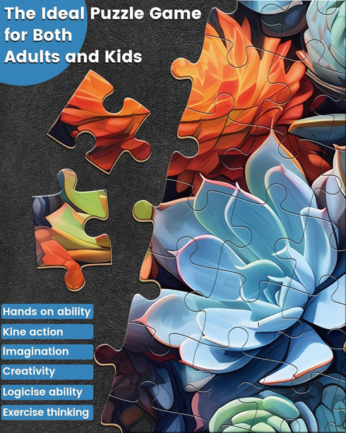 500 Pieces Jigsaw Puzzle for Adults, Succulents Puzzle, Colorful World of Succulents, Great Gift Idea