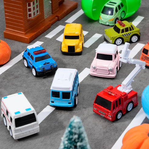 12 JOYIN Pcs Prefilled Easter Eggs with Toys, Plastic Eggs with Cute Pull Back Cars, Easter Basket Stuffers, Party
