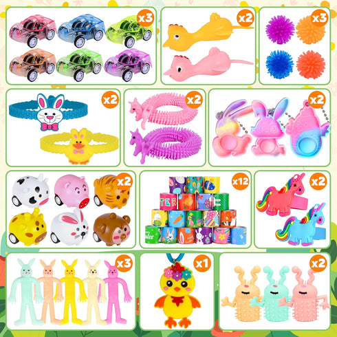 OCTERIC 360 Set 120 240 Pcs Prefilled Easter Egg Toys Include Pastel Color Plastic Eggs Filled with Assorted Mini