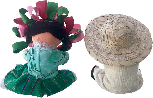 ALKIMIA INC Mexican Handmade Traditional Rag Couple Dolls, 5 inches