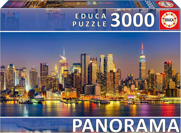 Educa Panorama Puzzles - New York City Skyline 3000 Piece Jigsaw Puzzle with Glue Included