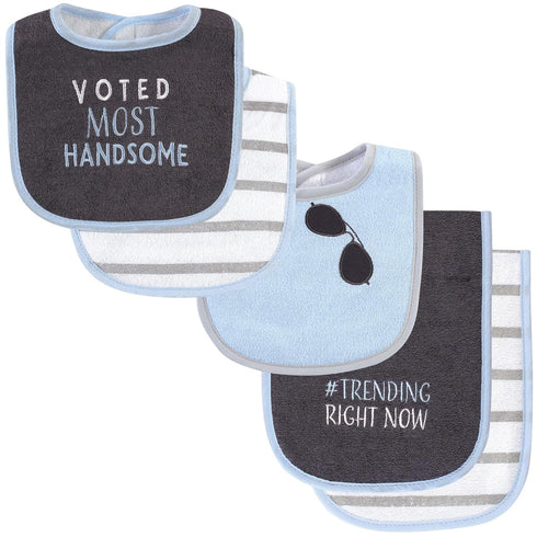 Hudson Baby Unisex Baby Cotton Terry Bib and Burp Cloth Set, Voted
