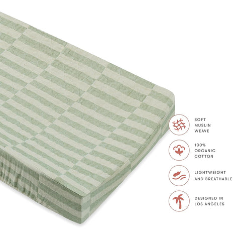 100% 360, Offset Babyletto Quilted Organic Cotton Changing Pad Cover, GOTS-Certified, Fitted Ultra-Soft and Breathable