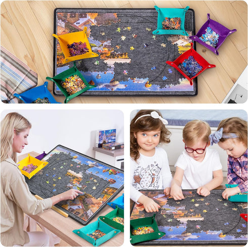 1000 6 1000 Becko US Piece Jigsaw Puzzle Board with Sorting Trays & Felt Cover, Foldable Puzzle Mat with Auxiliary