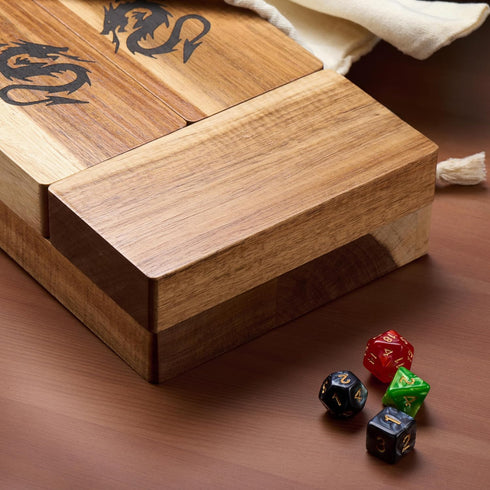 Wooden Magnetic Dice Tower with Dice Tray for Dungeons and Dragons - Portable Dice Roller Tower for Tabletop RPG Games
